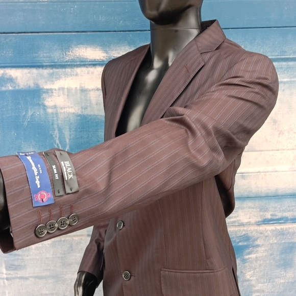 SAKS 5th Avenue Black Slim Fit Dual Stripe Blazer w/ (Ermeneglido Zenga Fabric) - Picture 6 of 17